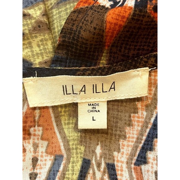 Illa Illa Women Romper Southwest Patterned Crochet Trim Bell Sleeve Brown Large - Picture 6 of 8